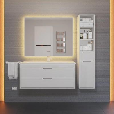 Тумба под раковину Uperwood Modul 100 см, подвесная, матовая, белая