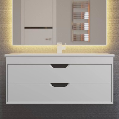 Тумба подвесная Uperwood, под раковину Uperwood Modul 100, цвет белый матовый/графит