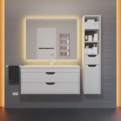 Тумба подвесная Uperwood, под раковину Uperwood Modul 100, цвет белый матовый/графит