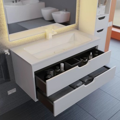 Тумба подвесная Uperwood, под раковину Uperwood Modul 100, цвет белый матовый/графит