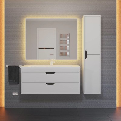 Тумба подвесная Uperwood, под раковину Uperwood Modul 100, цвет белый матовый/графит
