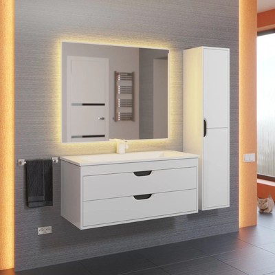 Тумба подвесная Uperwood, под раковину Uperwood Modul 100, цвет белый матовый/графит