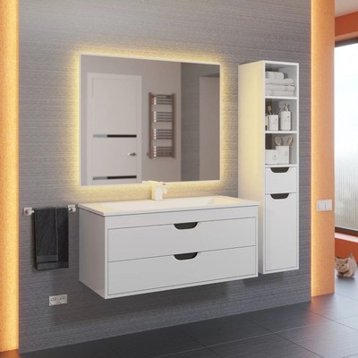 Тумба подвесная Uperwood, под раковину Uperwood Modul 100, цвет белый матовый/графит