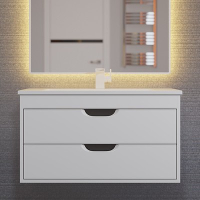 Тумба с раковиной Uperwood Modul 80 см, подвесная, матовая, белая/графит