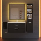 Тумба с раковиной Uperwood Modul 80 см, подвесная, матовая, чёрная - Фото 11