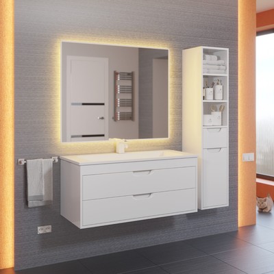 Тумба подвесная Uperwood, с раковиной Uperwood Modul 100, цвет белый матовый