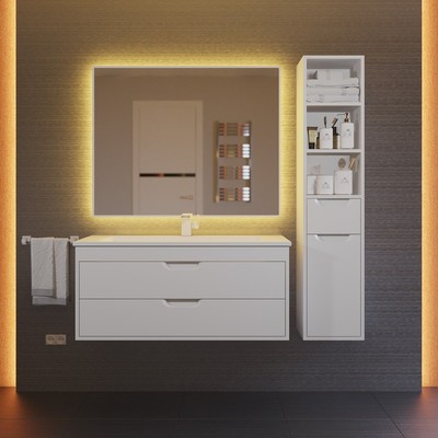 Тумба подвесная Uperwood, с раковиной Uperwood Modul 100, цвет белый матовый