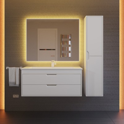 Тумба подвесная Uperwood, с раковиной Uperwood Modul 100, цвет белый матовый