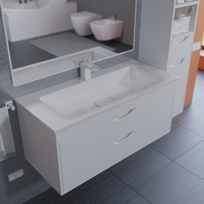 Тумба подвесная Uperwood, с раковиной Uperwood Modul 100, цвет белый матовый