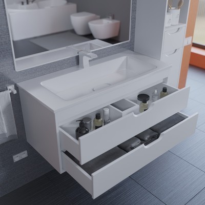 Тумба подвесная Uperwood, с раковиной Uperwood Modul 100, цвет белый матовый