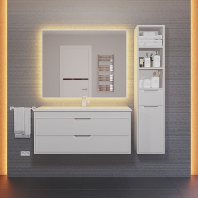 Тумба подвесная Uperwood, с раковиной Uperwood Modul 100, цвет белый матовый