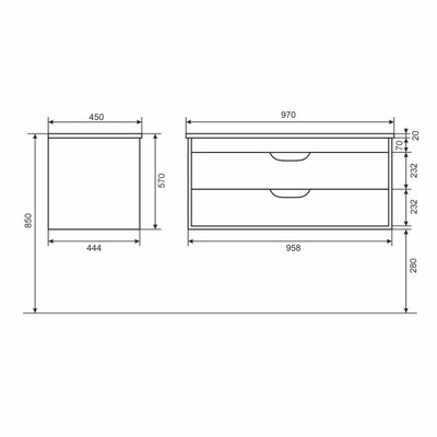 Тумба подвесная Uperwood, с раковиной Uperwood Modul 100, цвет белый матовый/графит