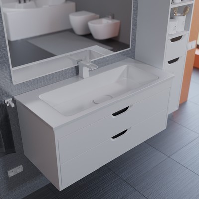 Тумба подвесная Uperwood, с раковиной Uperwood Modul 100, цвет белый матовый/графит