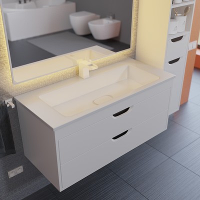 Тумба подвесная Uperwood, с раковиной Uperwood Modul 100, цвет белый матовый/графит