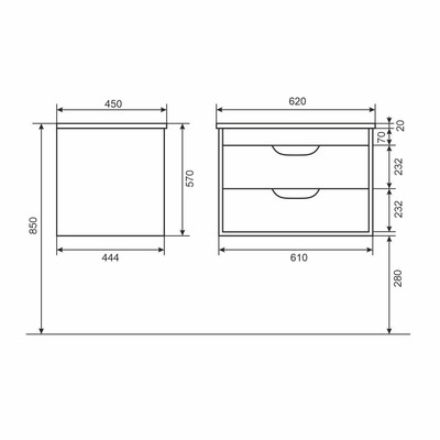 Тумба подвесная Uperwood, с раковиной Uperwood Modul 65, цвет матовый чёрный