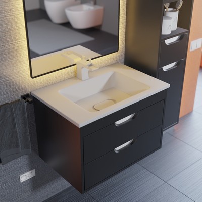 Тумба подвесная Uperwood, с раковиной Uperwood Modul 65, цвет матовый чёрный
