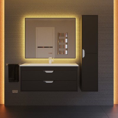 Тумба подвесная Uperwood, с раковиной Uperwood Modul 100, цвет чёрный матовый