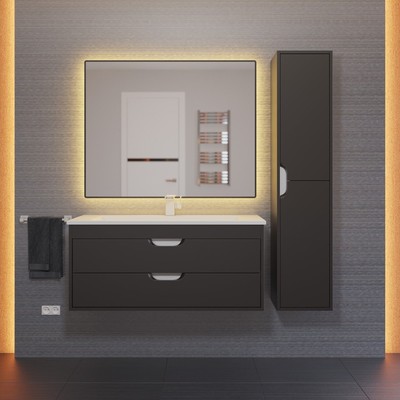 Тумба подвесная Uperwood, с раковиной Uperwood Modul 100, цвет чёрный матовый