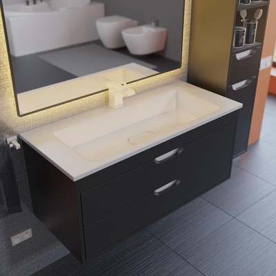 Тумба подвесная Uperwood, с раковиной Uperwood Modul 100, цвет чёрный матовый
