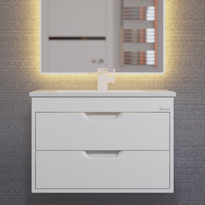 Тумба с раковиной Uperwood Modul 65 см, подвесная, глянцевая, белая - Фото 1