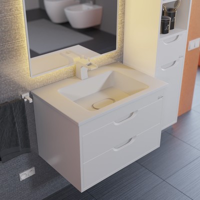 Тумба подвесная Uperwood, с раковиной Uperwood Modul 65, цвет белый матовый