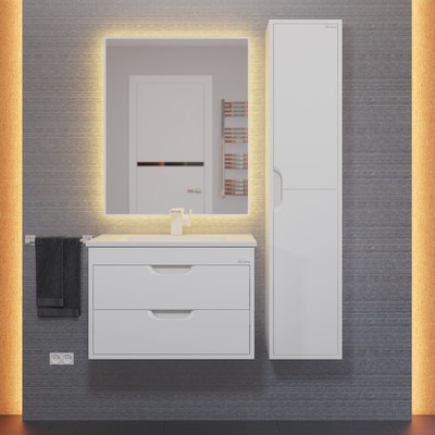 Тумба подвесная Uperwood, с раковиной Uperwood Modul 65, цвет белый матовый