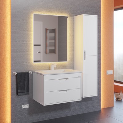 Тумба подвесная Uperwood, с раковиной Uperwood Modul 65, цвет белый матовый