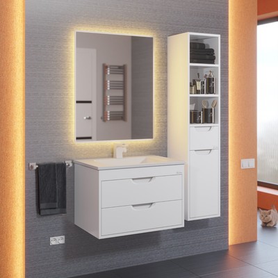 Тумба подвесная Uperwood, с раковиной Uperwood Modul 65, цвет белый матовый