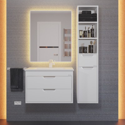 Тумба подвесная Uperwood, с раковиной Uperwood Modul 65, цвет белый матовый