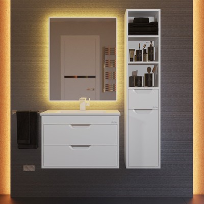 Тумба подвесная Uperwood, с раковиной Uperwood Modul 65, цвет белый матовый