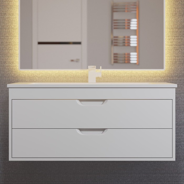 Тумба с раковиной Uperwood Modul 100 см, подвесная, глянцевая, белая - Фото 1
