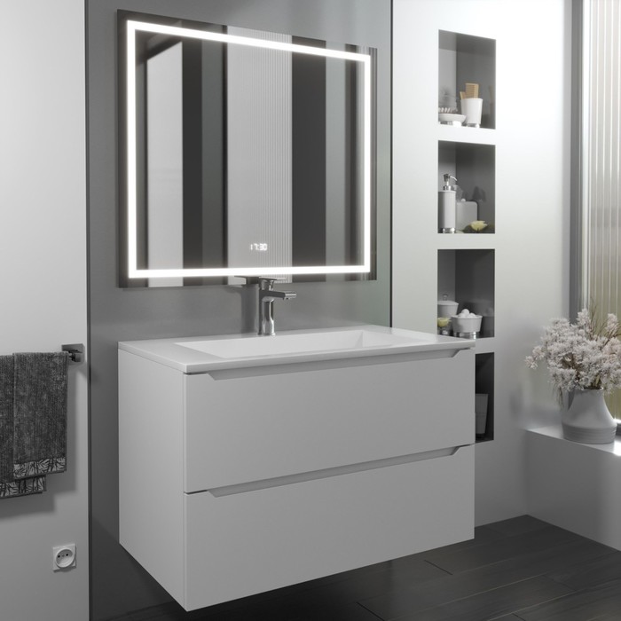 Тумба подвесная Uperwood, с раковиной Uperwood Next 80, цвет белый матовый - Фото 1