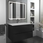 Тумба подвесная Uperwood, с раковиной Uperwood Next 80, цвет чёрный матовый - Фото 3