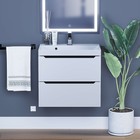 Тумба с раковиной Uperwood Tanos 60 см, подвесная, белая, графит - фото 13601094