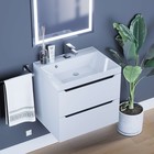 Тумба с раковиной Uperwood Tanos 60 см, подвесная, белая/графит - Фото 2