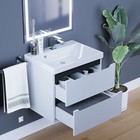 Тумба с раковиной Uperwood Tanos 60 см, подвесная, белая/графит - Фото 3