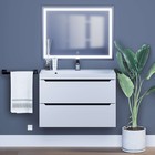 Тумба подвесная Uperwood, с раковиной Uperwood Tanos 80 см, цвет белый/графит - Фото 7