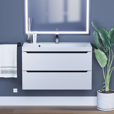 Тумба с раковиной Uperwood Tanos 90 см, подвесная, белая/графит