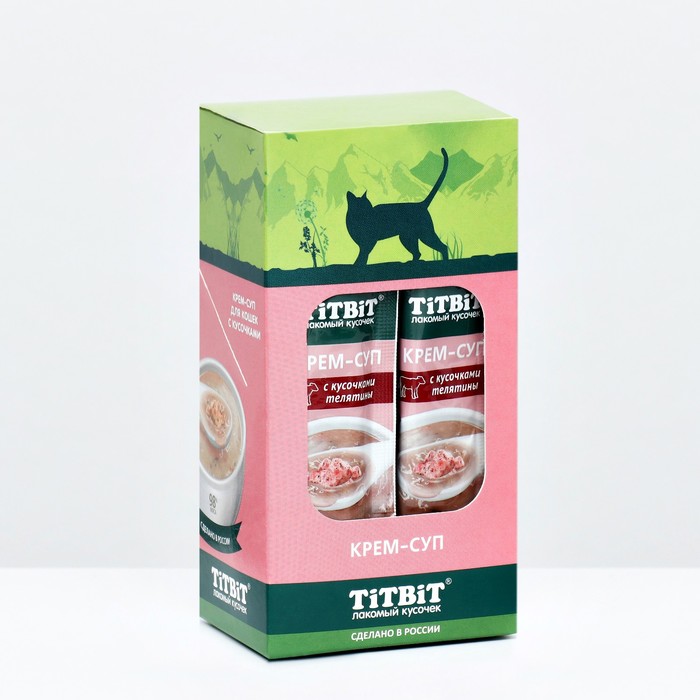 Лакомство крем-суп TitBit для кошек с кусочками телятины, 10 г - Фото 1