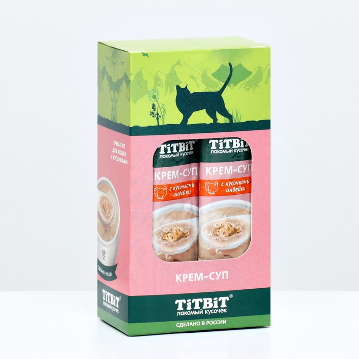 Лакомство крем-суп TitBit для кошек с кусочками индейки, 10 г