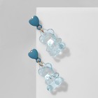 Серьги пластик «Мишки» с сердечками, цвет голубой в серебре - Фото 3