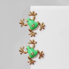Серьги эмаль «Лягушки» с пальчиками, цветные в золоте - Фото 2