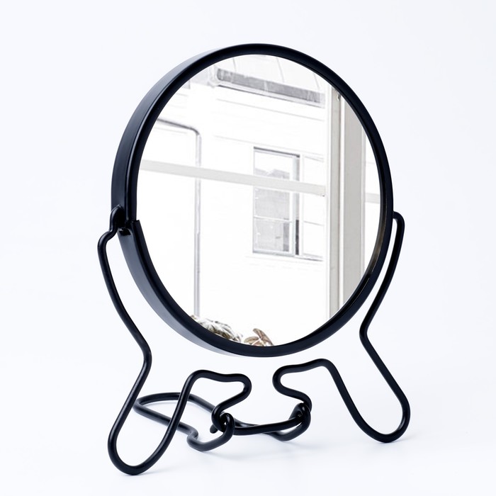 Зеркало складное-подвесное, двустороннее, с увеличением, d зеркальной поверхности 9 см, цвет чёрный