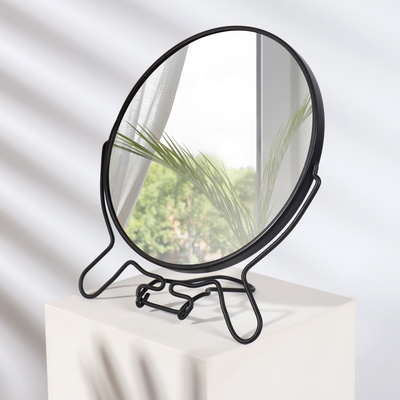 Зеркало складное-подвесное, двустороннее, с увеличением, d зеркальной поверхности 16,2 см, цвет чёрный