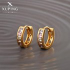 Серьги-кольца XUPING блеск, d=1,38 см, цветные в золоте - фото 4948310