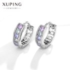 Серьги-кольца XUPING блеск, d=1,38 см, цветные в серебре - фото 320391126