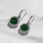 Серьги со стразами XUPING круг, цвет бело-зелёный в серебре - фото 26080489