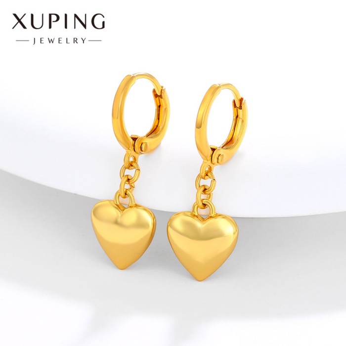 Серьги конго XUPING «Сердце», металл, цвет золото - Фото 1