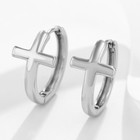 Серьги-кольца XUPING крест, цвет серебро - Фото 3