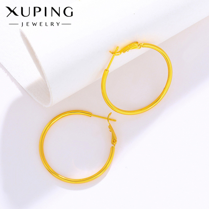 Серьги-кольца XUPING классика, d=5,5 см, цвет золото